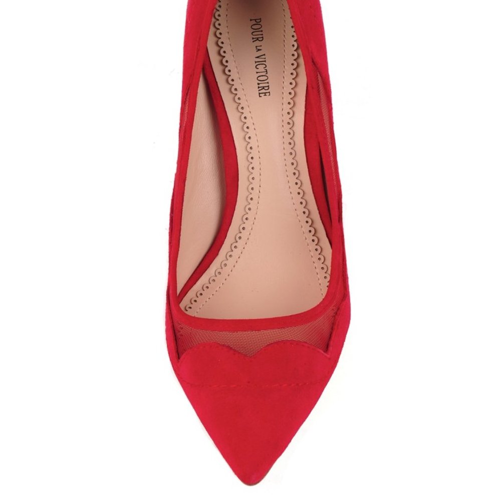 Pour la Victoire Red suede heels w/ mesh